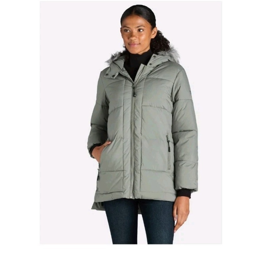 Big Chill Women's Quilted Puffer Coat with Faux Fur Trim Hood size L NEW Winter - Picture 2 of 2